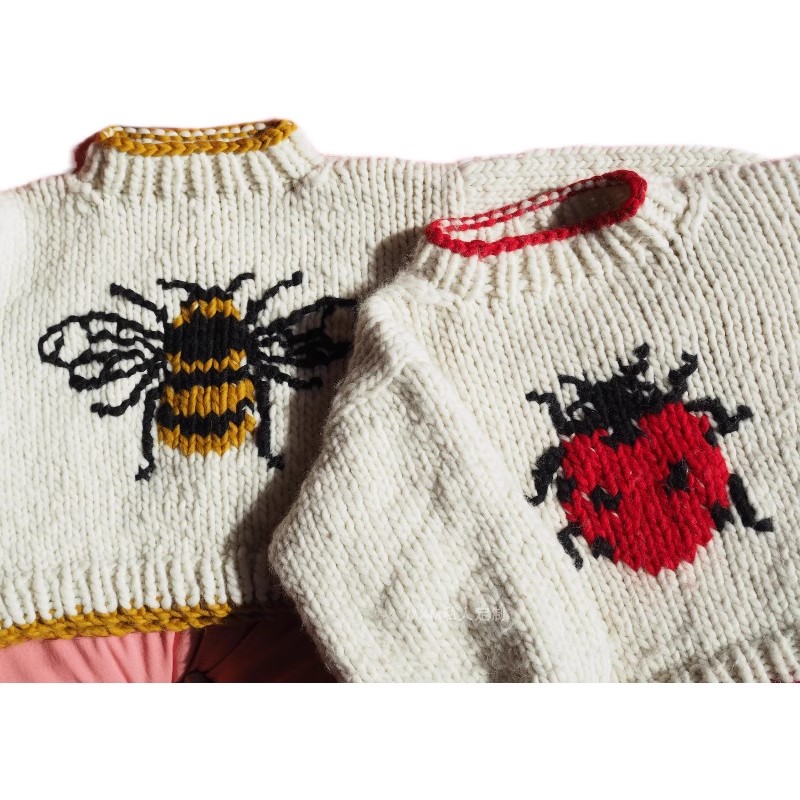 Embroidery Lady Bug - Sterren- en lieveheersbeestjespatroon, trui van puur