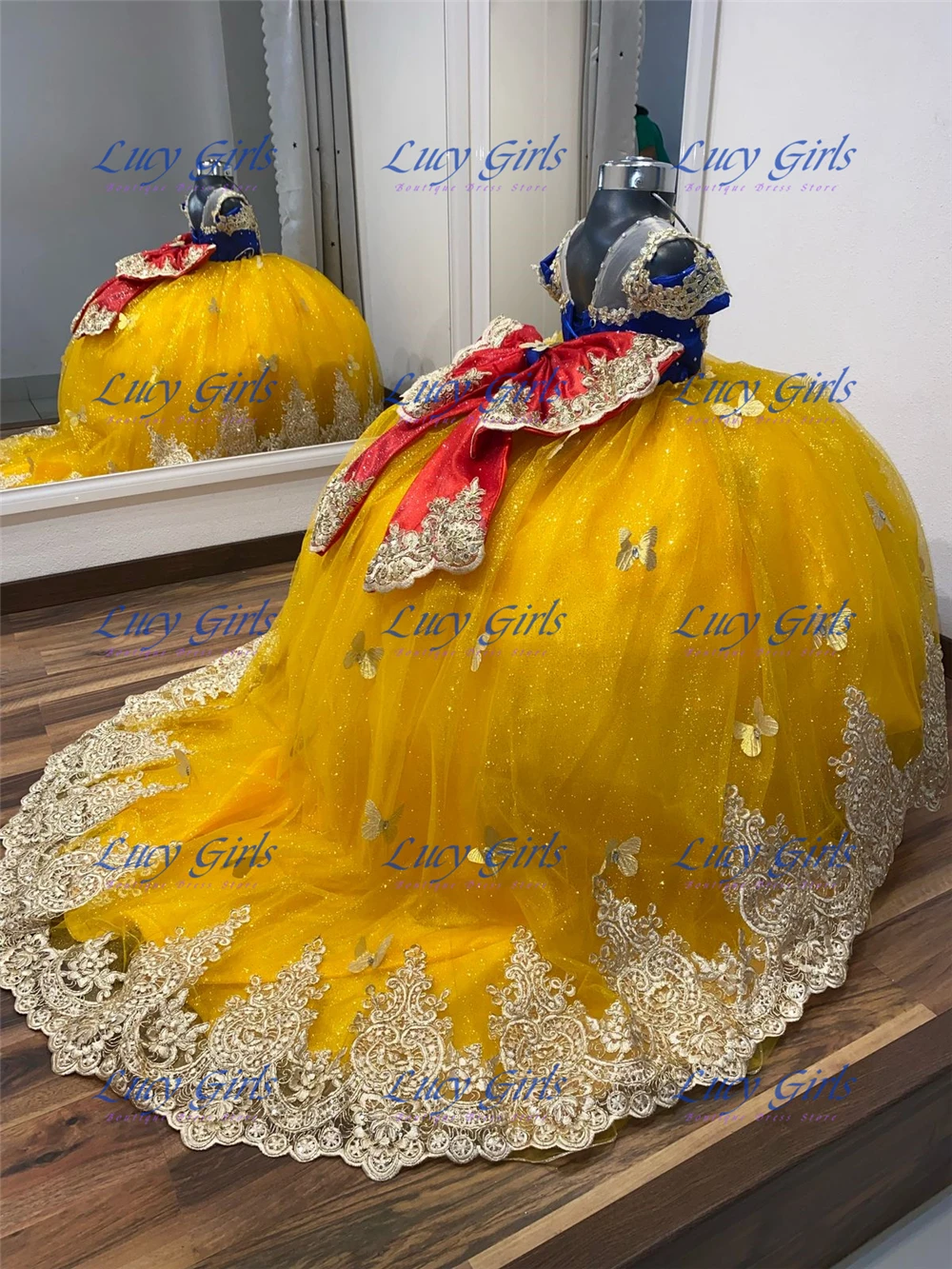 Kwaliteit Vlinder Applique Moo - Embroidery Yellow Dress recensie en prijs